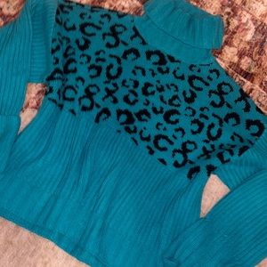 Teal Cheetah Sweater